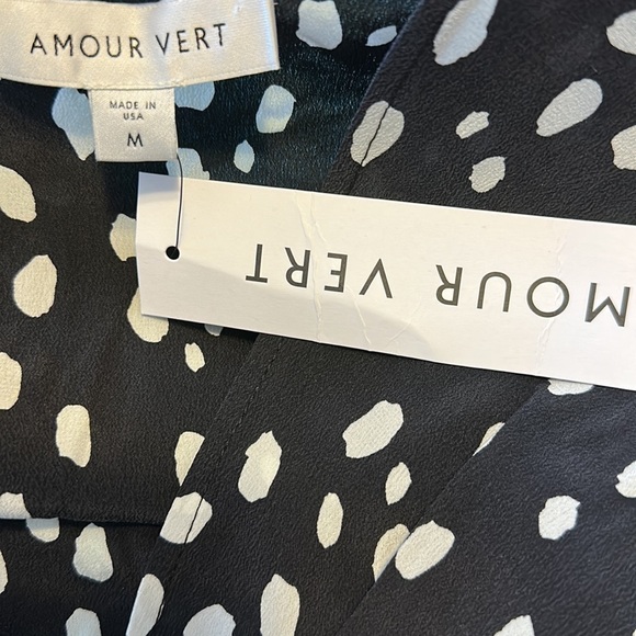 NWT AMOUR VERT Fantasia Washable Silk Jumpsuit Black White Medium - Picture 10 of 11